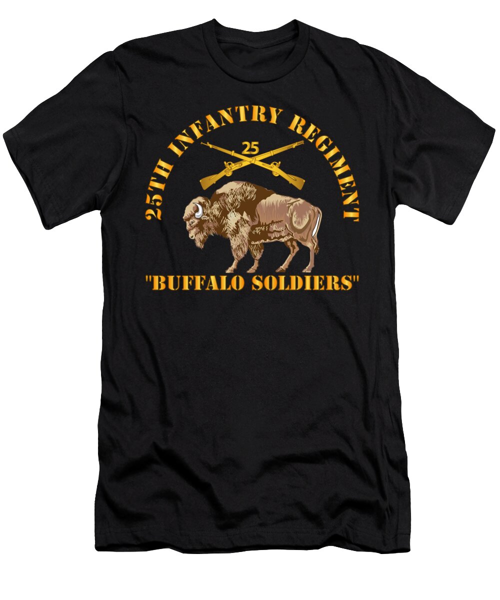 2 Army 25th Infantry Regiment Buffalor Soldiers W 25th Inf Branch Insignia Tom Adkins T-Shirt