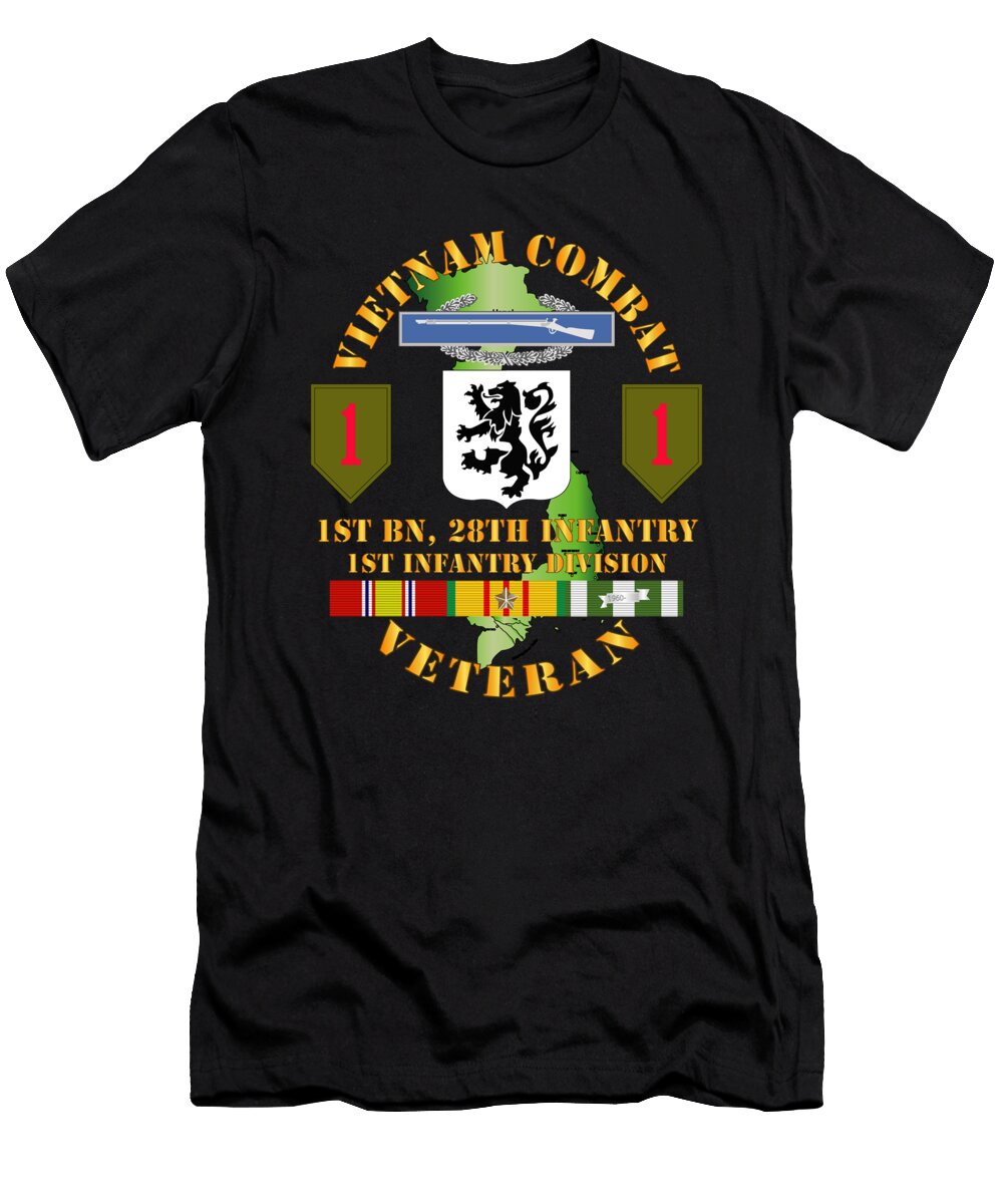 Army Vietnam Combat Infantry Veteran W 1st Bn 28th Inf 1st Inf Div Ssi Tom Adkins T-Shirt