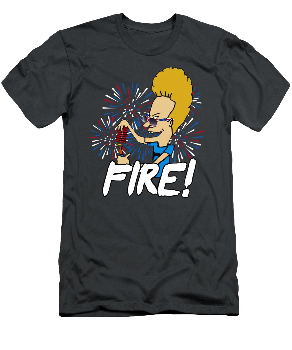 Beavis and Butt Head Fire 4th of July Fireworks Independence Day Isis Valadez T-Shirt
