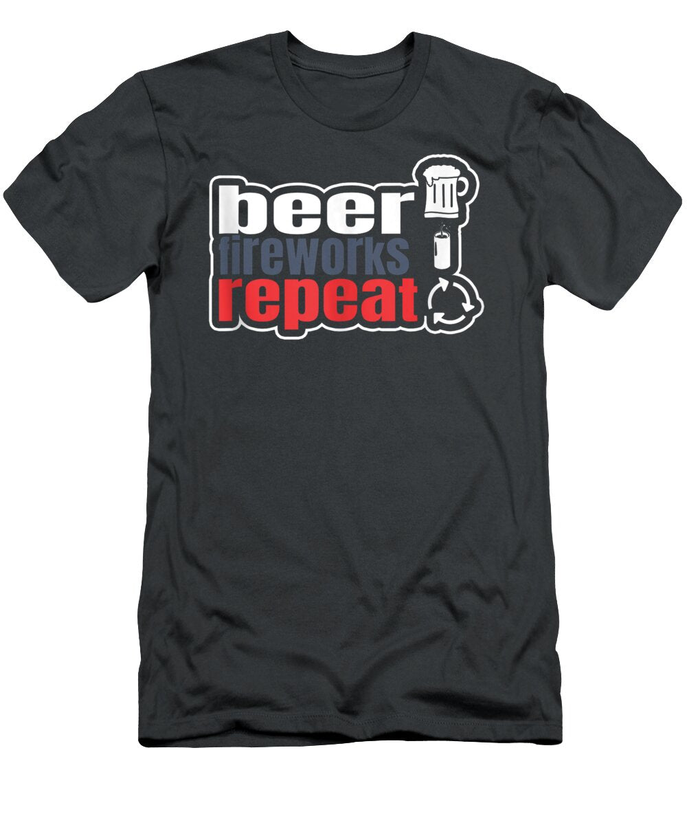 Beer Fireworks Repeat Mens USA Patriotic S 4th of July Viaan Samara T-Shirt