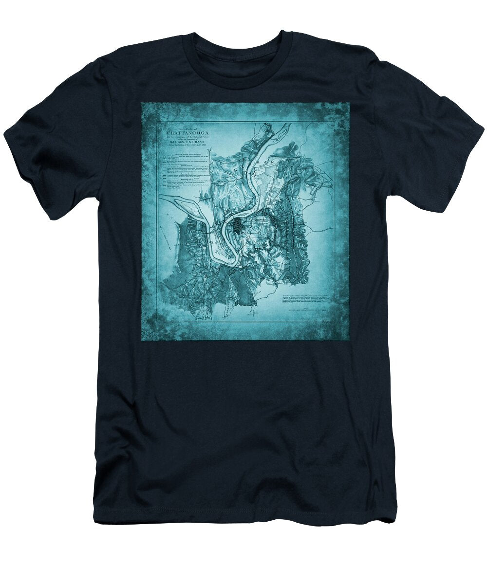 Chattanooga Battlefield Vintage Map 1863 Blue Carol Japp T-Shirt