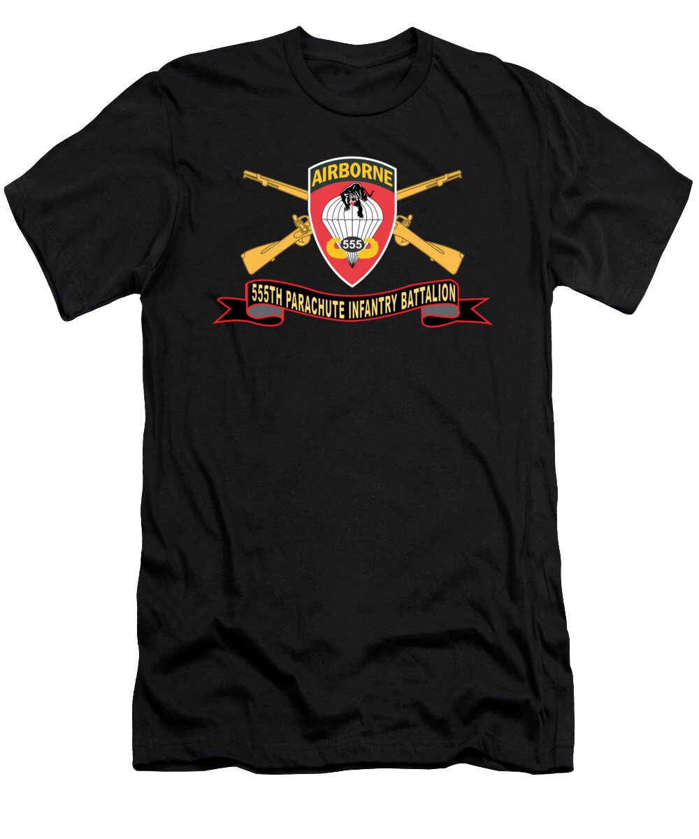 Clever Army 555th Parachute Infantry Battalion Ssi Black Red W Br Ribbon X 300 Alice Colling T-Shirt