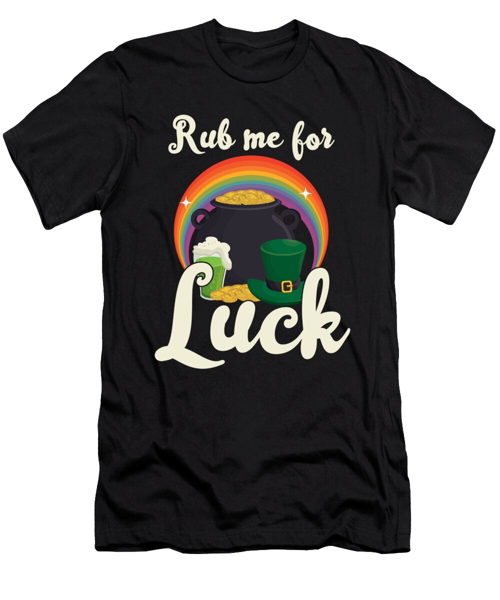 Funny Irish Mens St Patricks Day Leprechaun Rub Me for Luck Thomas Larch T-Shirt